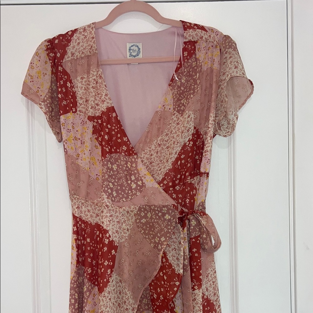 Blue Rain Red and Pink Patchwork High Low Dress